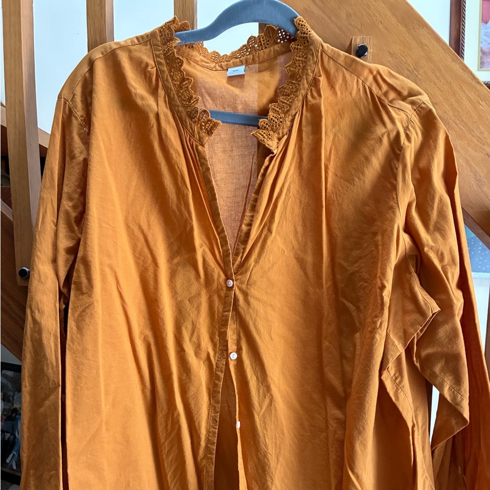 Old Navy xxl Rust Orange Gold Lace Trim Blouse